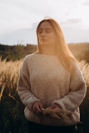 Sweter z wełny merynos Nature Loop beżowy