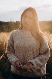 Sweter z wełny merynos Nature Loop beżowy