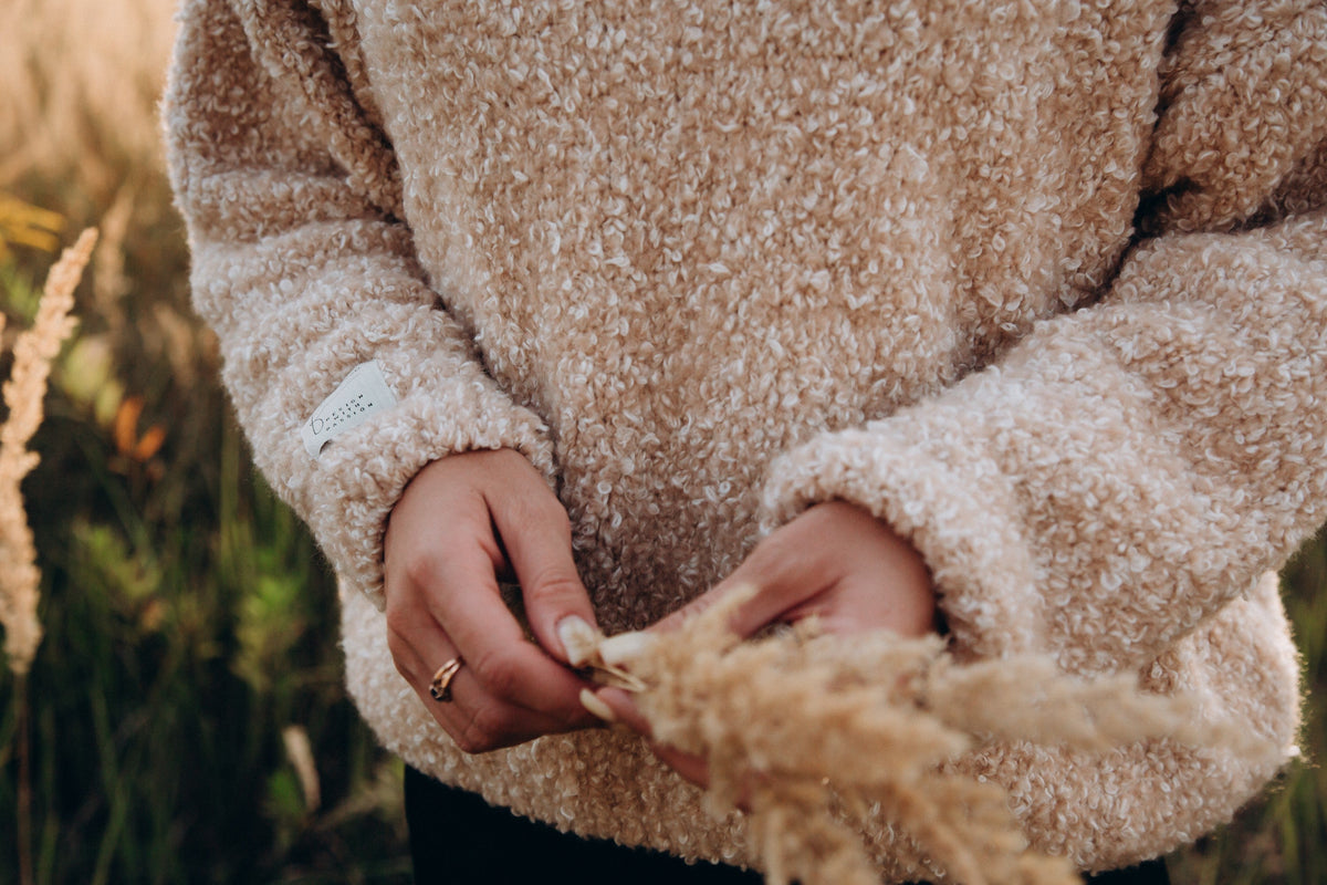 Sweter z wełny merynos Nature Loop beżowy