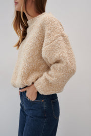 Sweter z wełny merynos Nature Loop beżowy