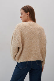 Sweter z wełny merynos Nature Loop beżowy