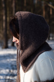 Balaclava z wełny alpaki Cloudveil brązowa