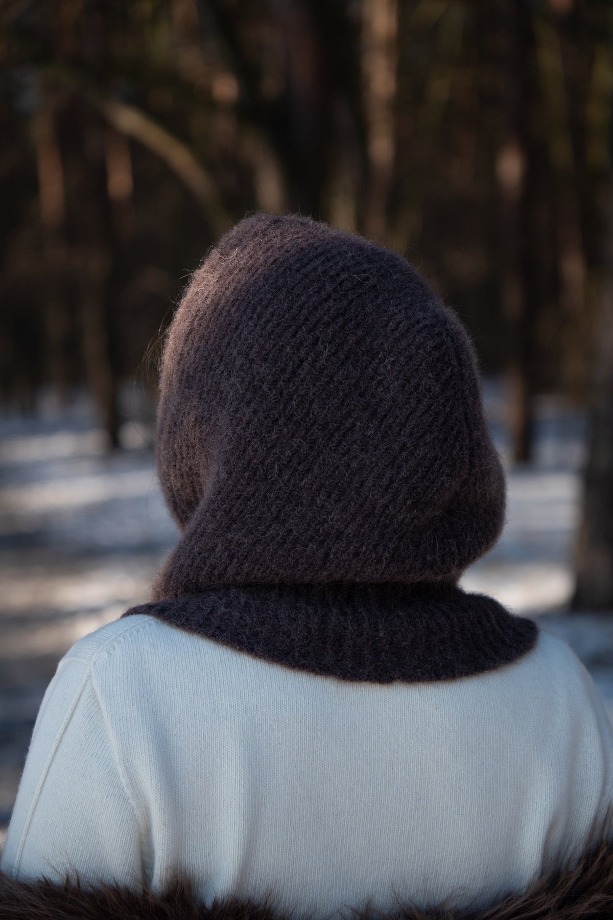 Balaclava z wełny alpaki Cloudveil brązowa