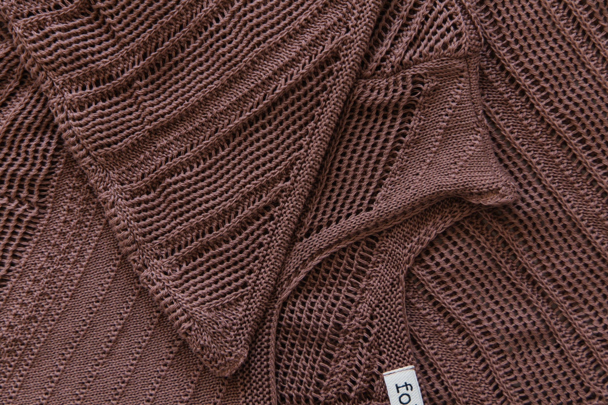 Cotton Mirage mocha long openwork dress