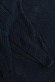 Long openwork dress with straps, black