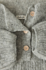 Gray Alpaca Wool Button-Up Sweater