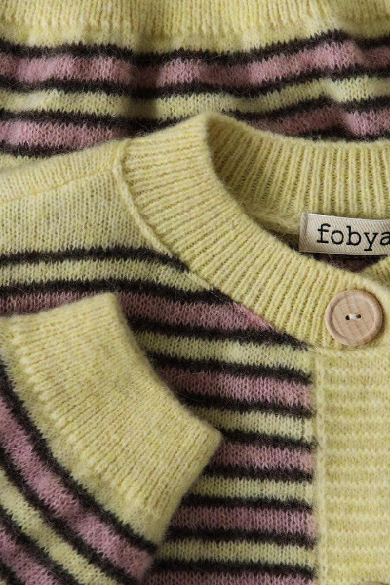 Soft Stripe Yellow Alpaca Wool Cardigan
