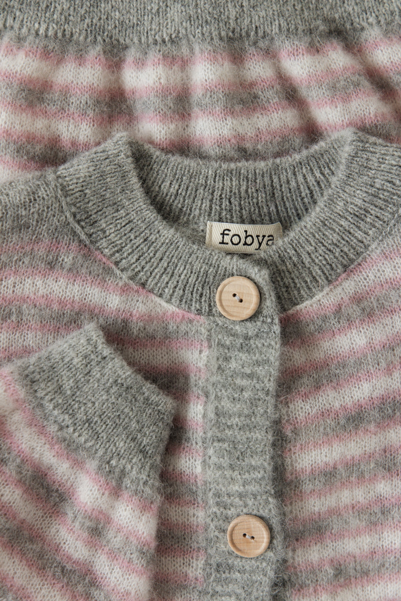 Soft Stripe Gray Alpaca Wool Cardigan