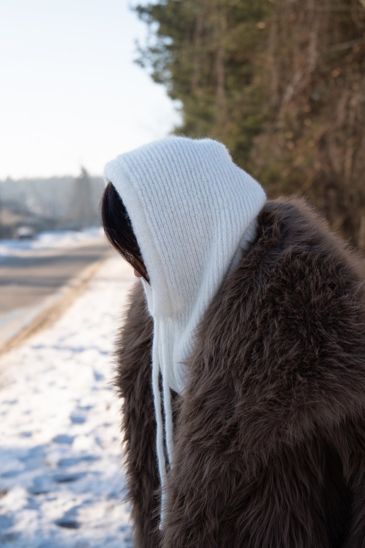 Balaclava z wełny alpaki Cloudveil ecru