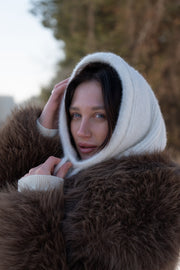Balaclava z wełny alpaki Cloudveil ecru
