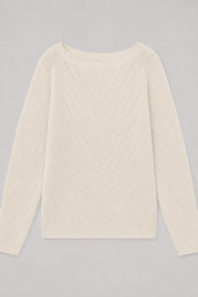 Classic ecru silk and alpaca wool sweater