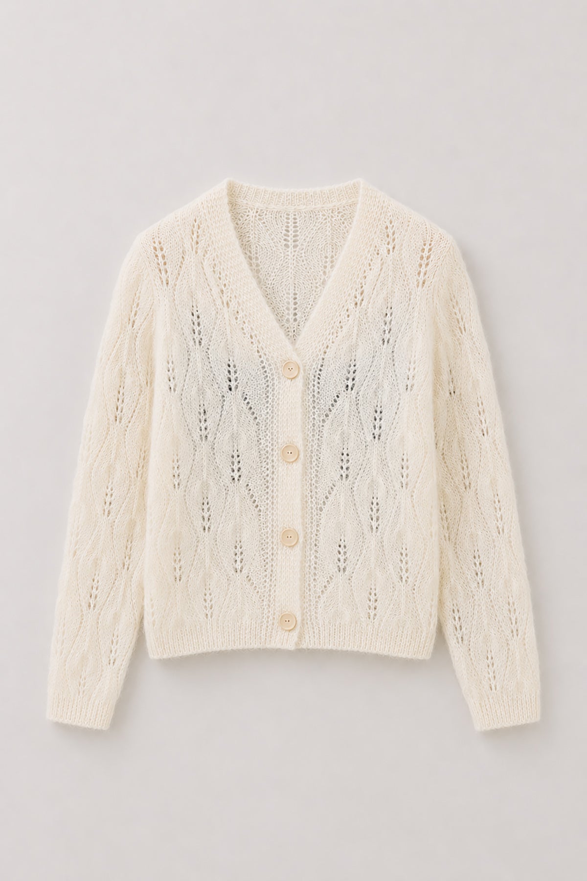 Delicate ecru alpaca wool mist cardigan