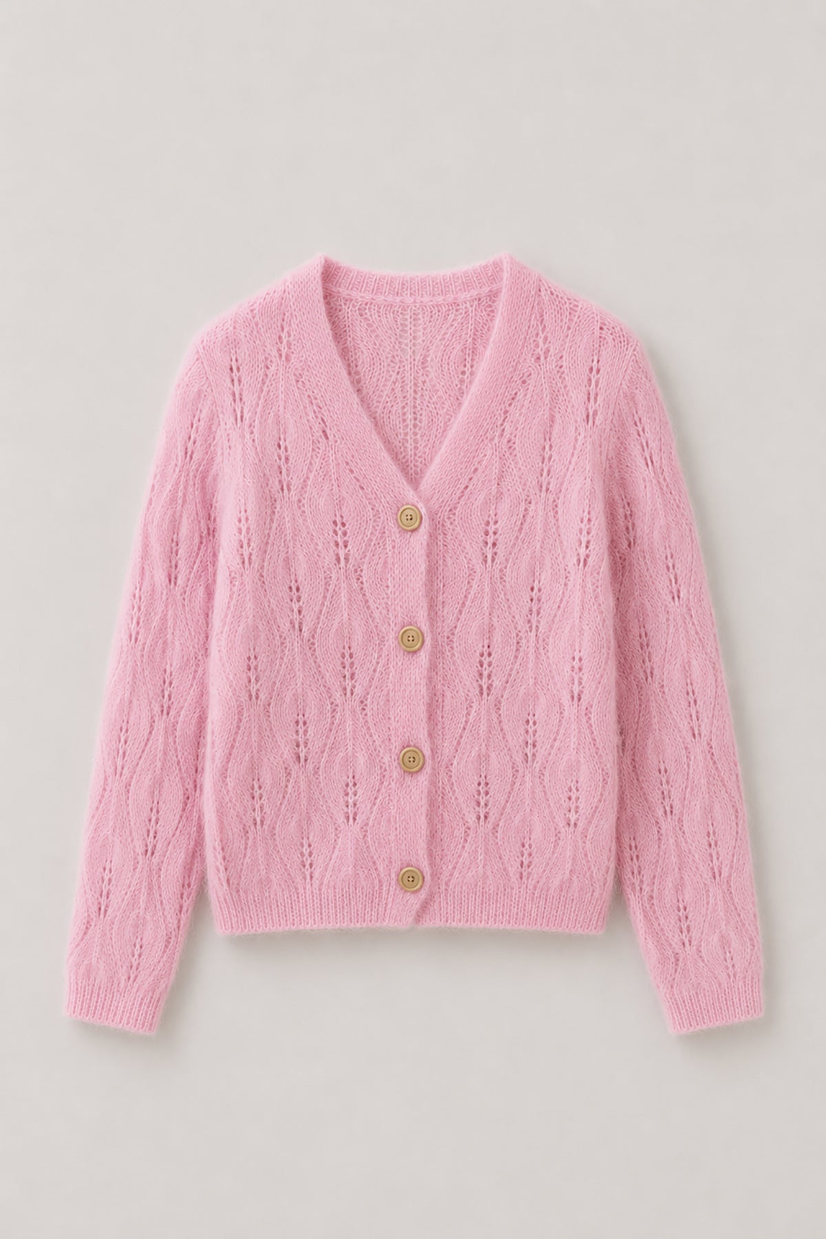 Delicate pink alpaca wool mist cardigan