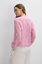 Delicate pink alpaca wool mist cardigan
