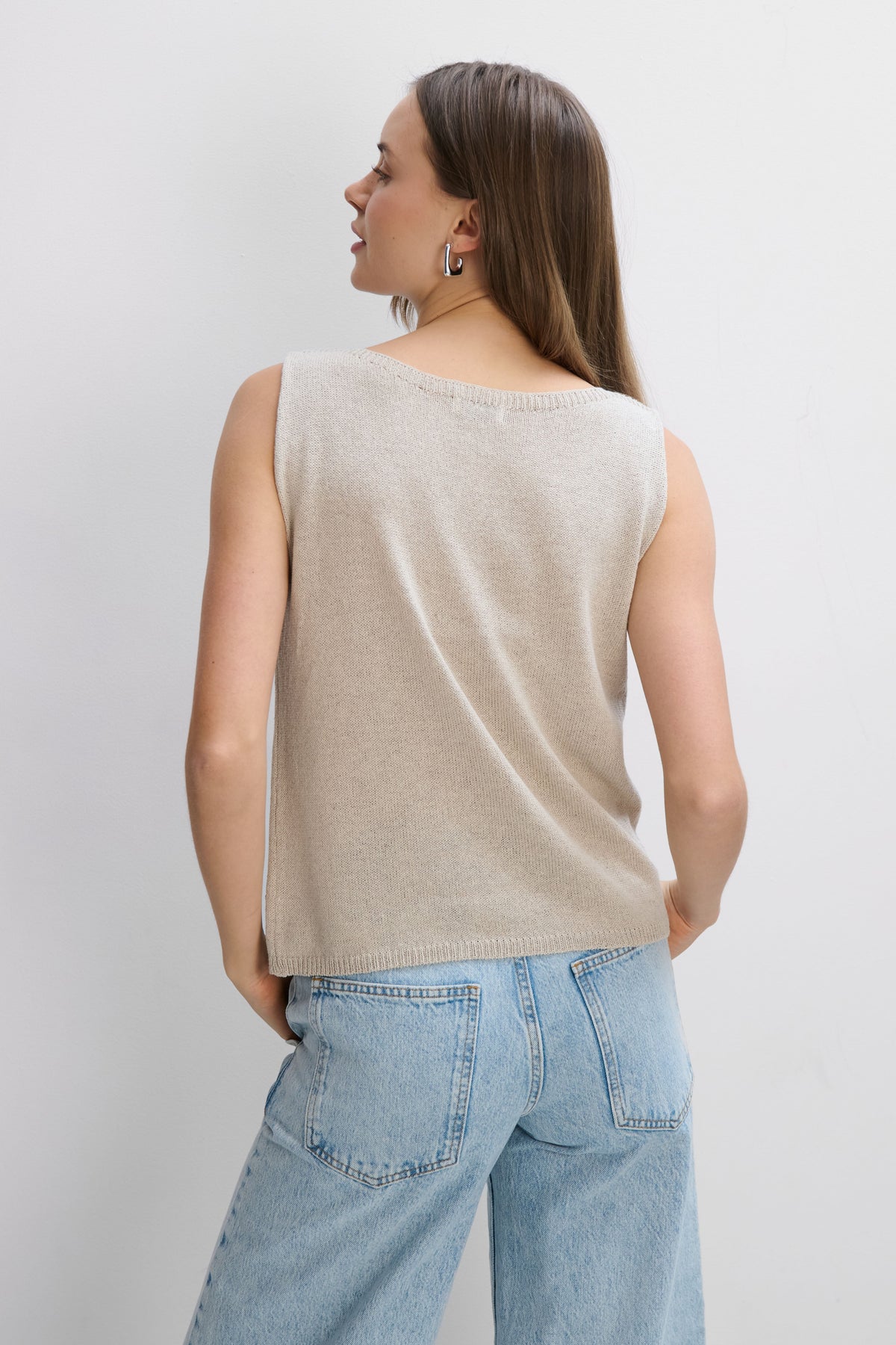 Beige hemp and linen top
