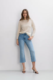 Classic ecru silk and alpaca wool sweater