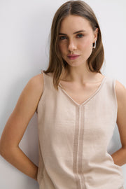 Beige organic cotton and cashmere top