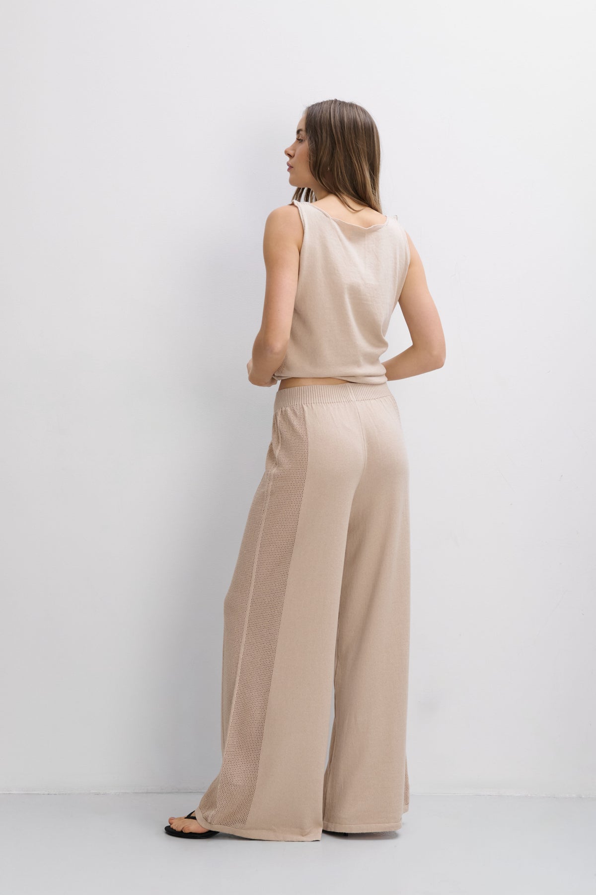 Beige organic cotton and cashmere top