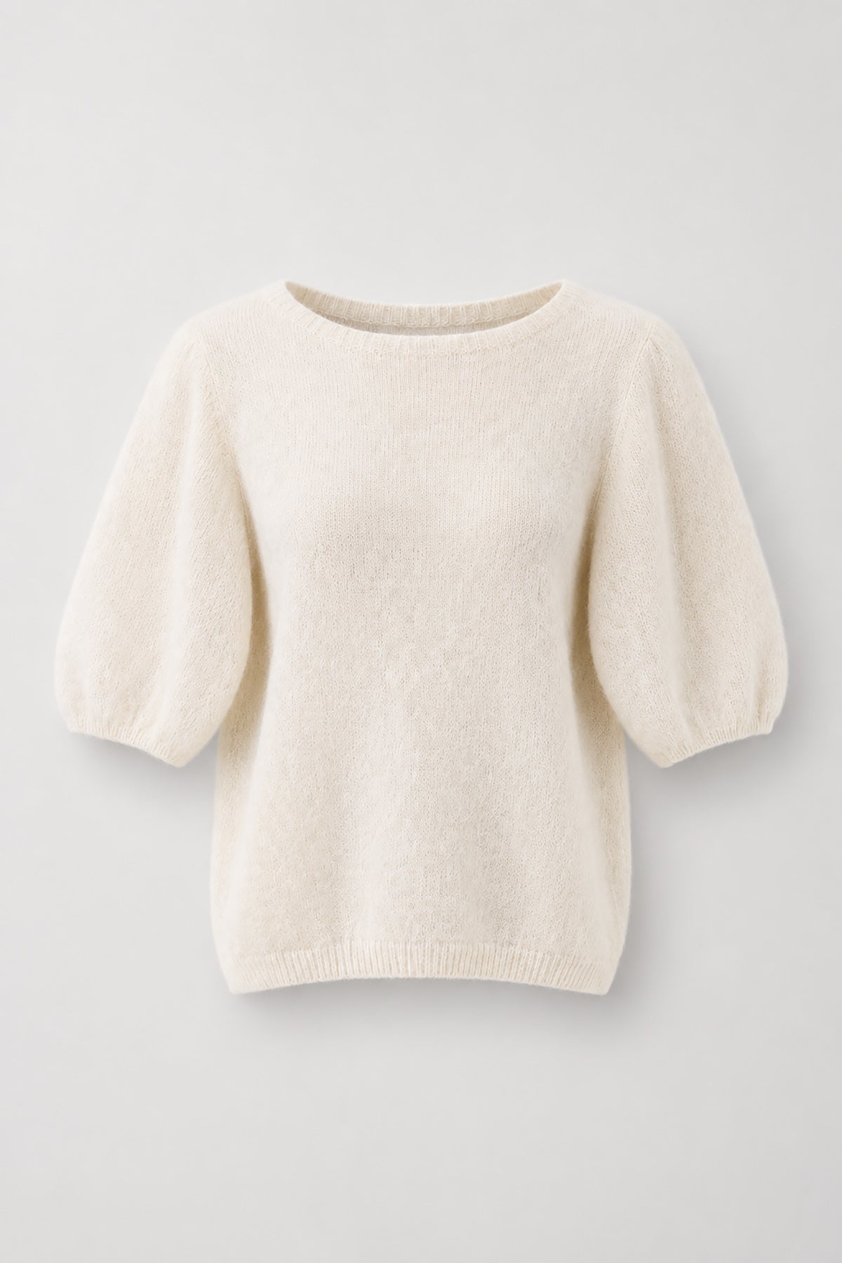 Baby alpaca and virgin wool short-sleeved sweater in pink