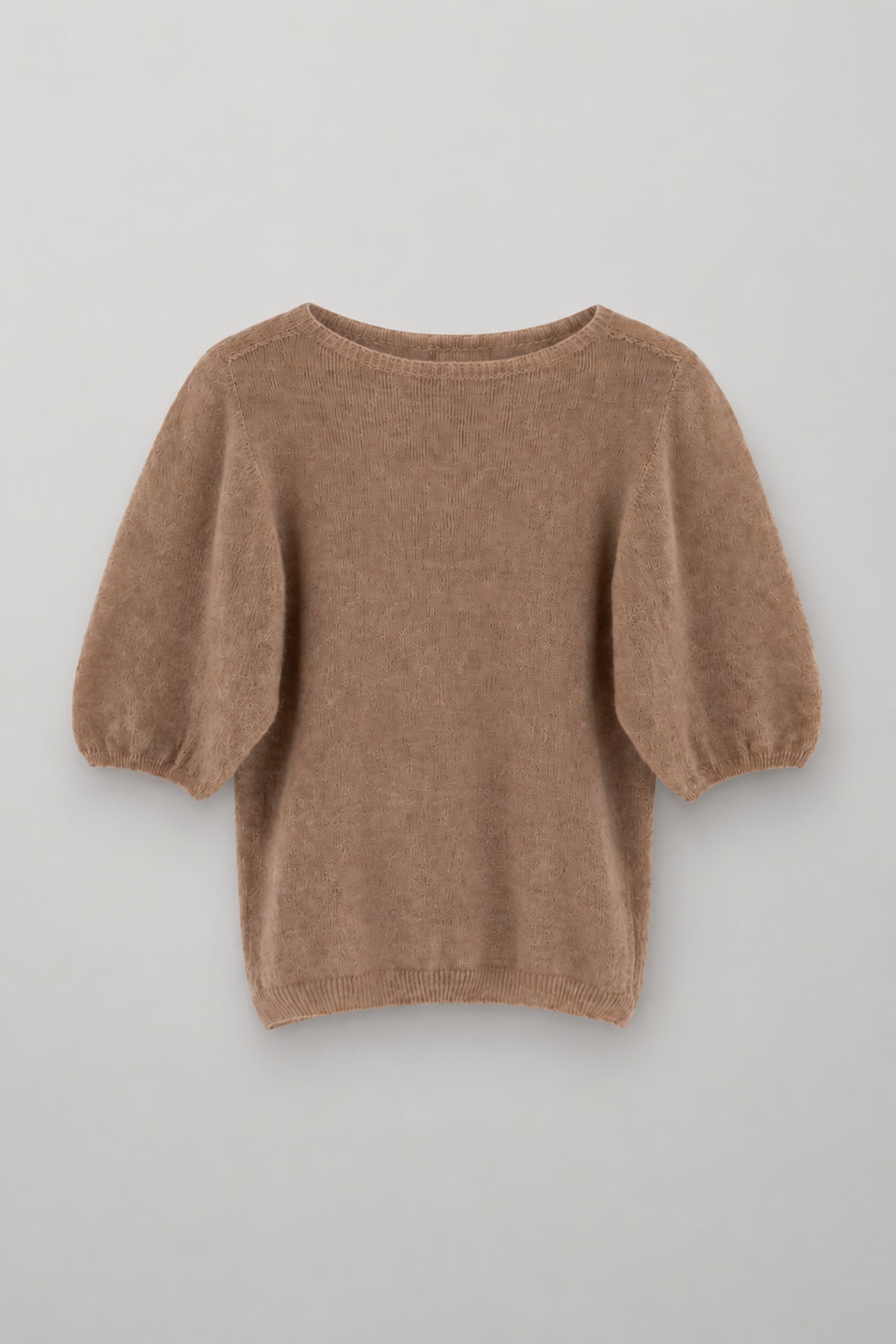 Baby alpaca and virgin wool short-sleeved sweater in pink