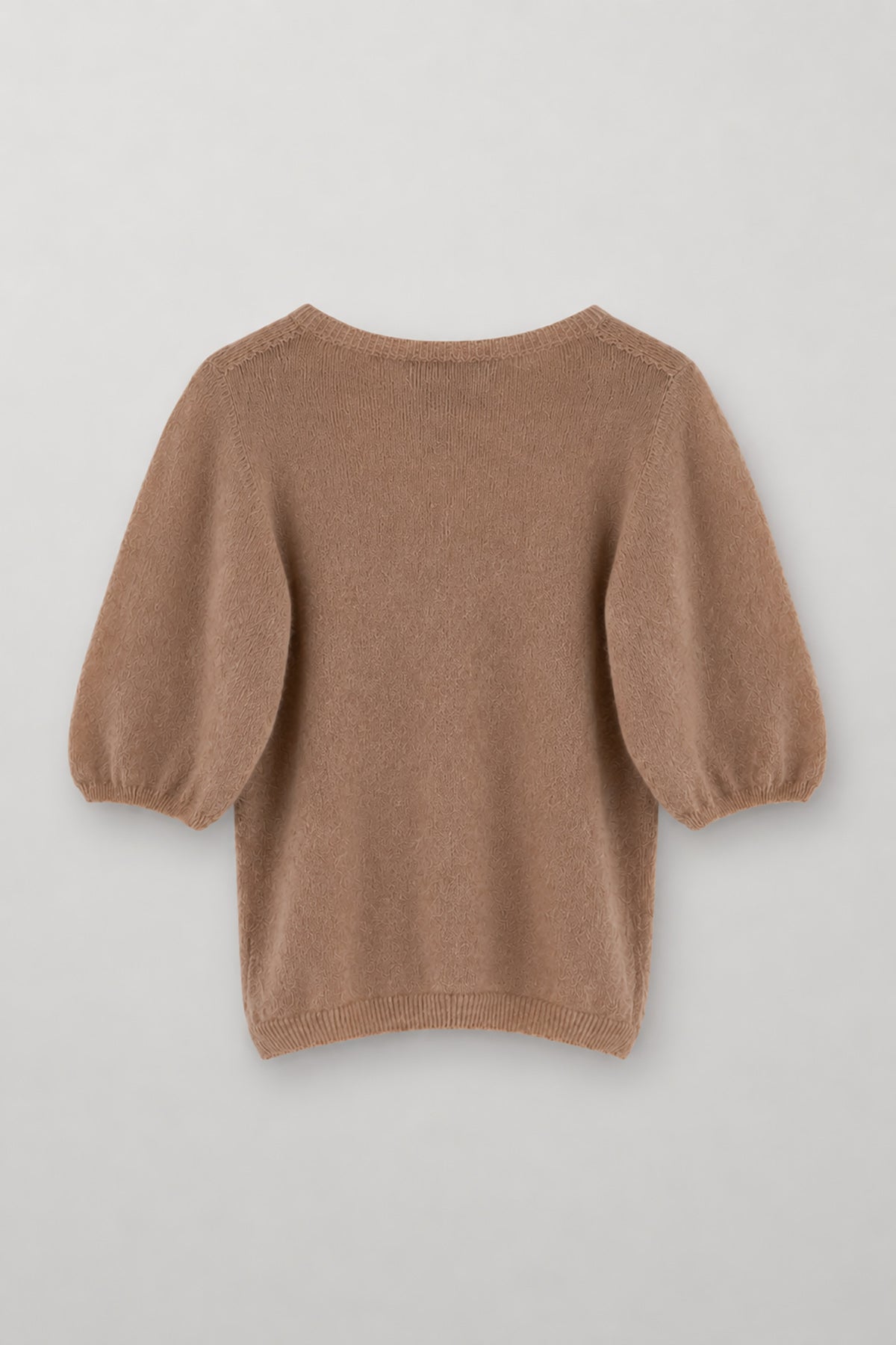 Baby alpaca and virgin wool short-sleeved sweater in pink