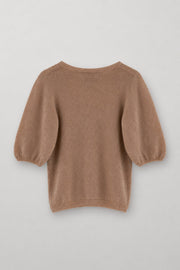 Baby alpaca and virgin wool short-sleeved sweater in pink