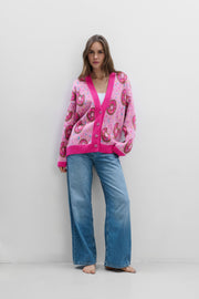 Donut cotton cardigan pink