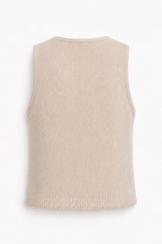 Organic cotton and cashmere button-up vest, beige