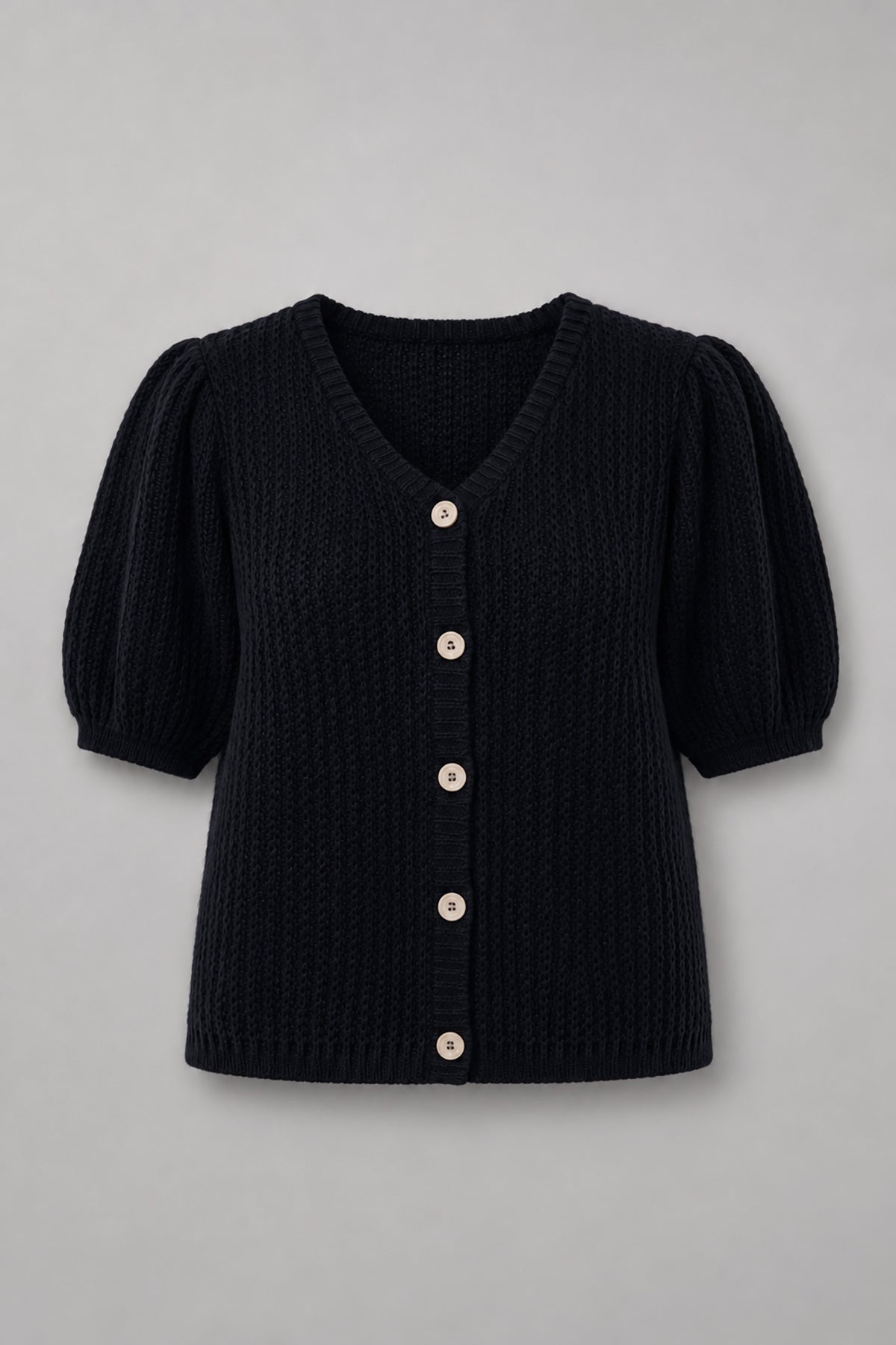 BUTTON-UP SWEATER MADE OF BABY ALPACA AND VIRGIN WOOL, BLACK