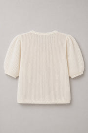 Button-up sweater made of baby alpaca and ecru virgin wool