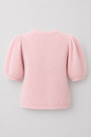 Button-up baby alpaca and virgin wool sweater, pink