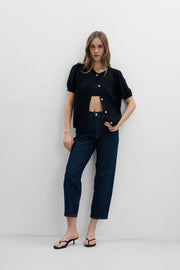BUTTON-UP SWEATER MADE OF BABY ALPACA AND VIRGIN WOOL, BLACK