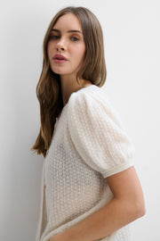 Button-up sweater made of baby alpaca and ecru virgin wool