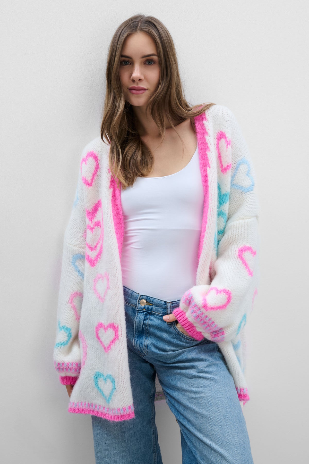 Colorful Sweetheart ecru cardigan