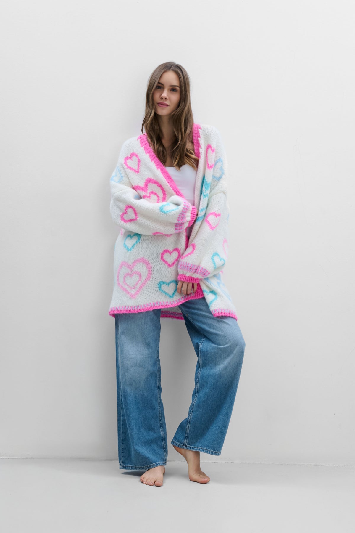 Colorful Sweetheart ecru cardigan