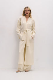 Long merino wool cardigan brown