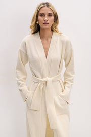 Long merino wool cardigan brown