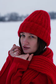 Czapka z wełny alpaki Snow Kiss czerwony