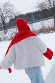 Snow Kiss alpaca wool scarf red