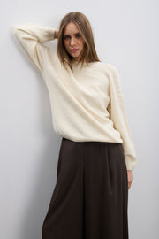 Softscape ecru cashmere and merino wool sweater