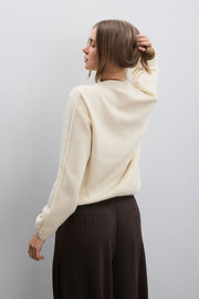 Softscape ecru cashmere and merino wool sweater