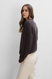Sweter z kaszmiru i wełny merynos Softscape brązowy