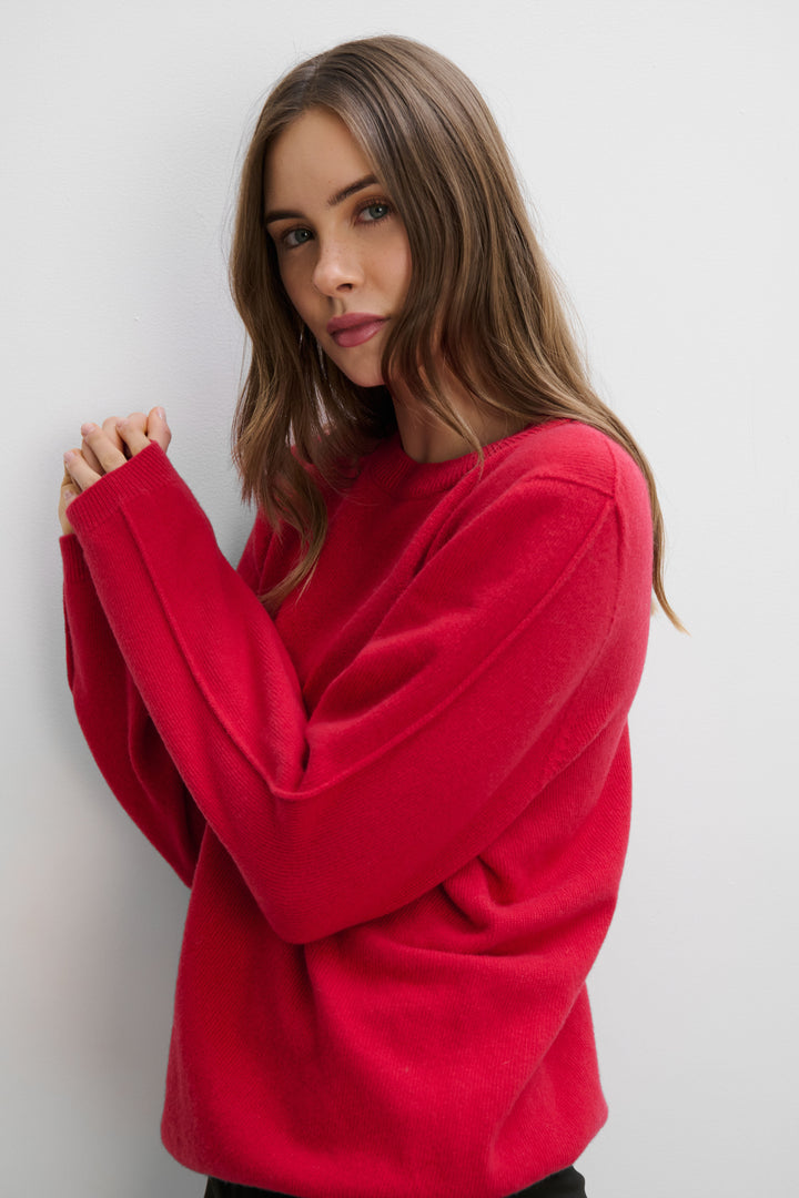 Cashmere and wool sweater merinos Softscape red