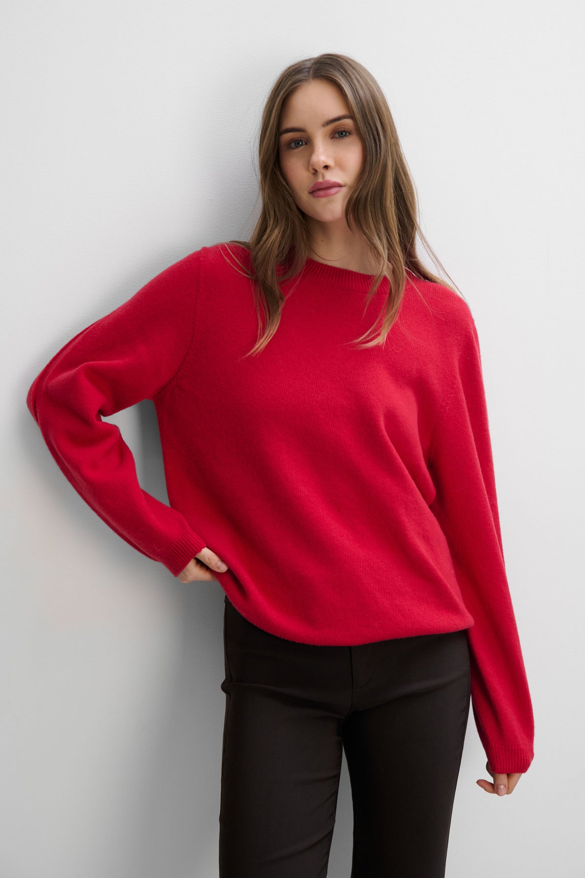 Softscape Cashmere and Merino Wool Sweater, Red