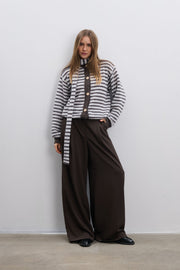 Soft Stripe wool cardigan brown