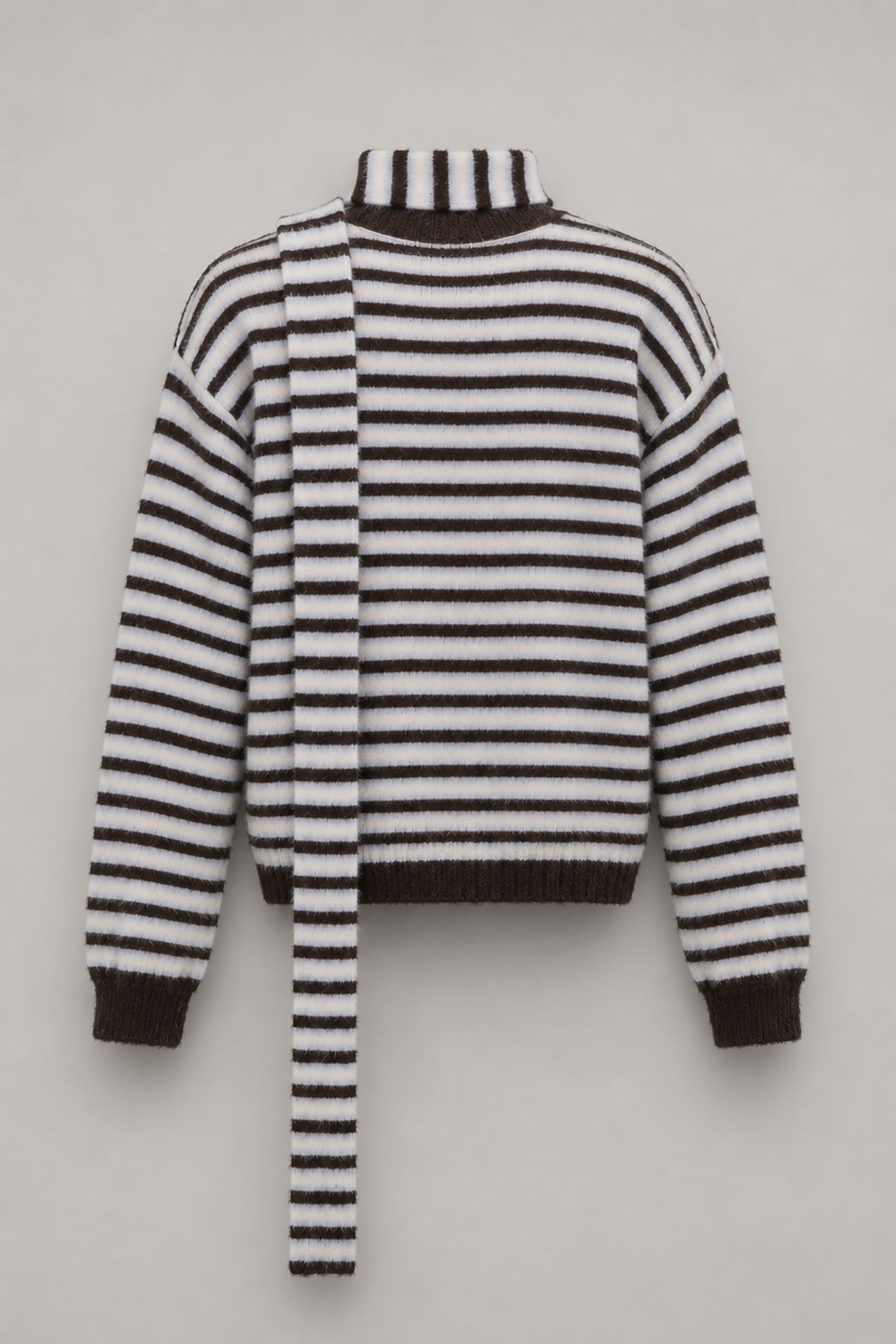 Kardigan z wełny alpaki Soft Stripe brązowy