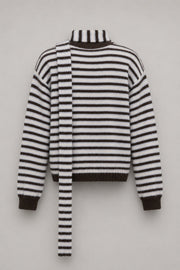 Kardigan z wełny alpaki Soft Stripe brązowy