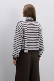 Kardigan z wełny alpaki Soft Stripe brązowy