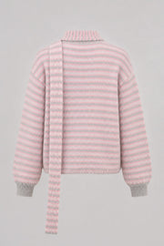 Soft Stripe Gray Alpaca Wool Cardigan