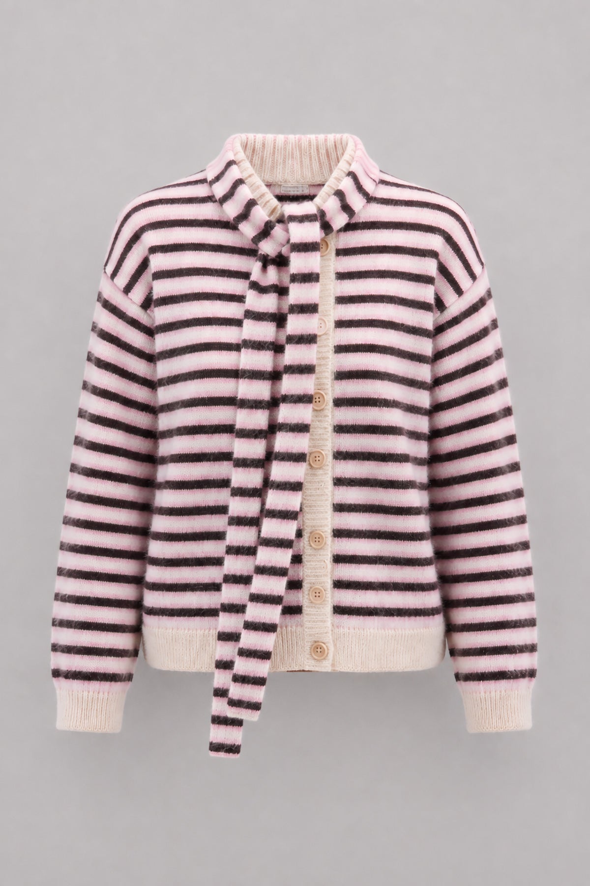 Kardigan z wełny alpaki Soft Stripe różowy